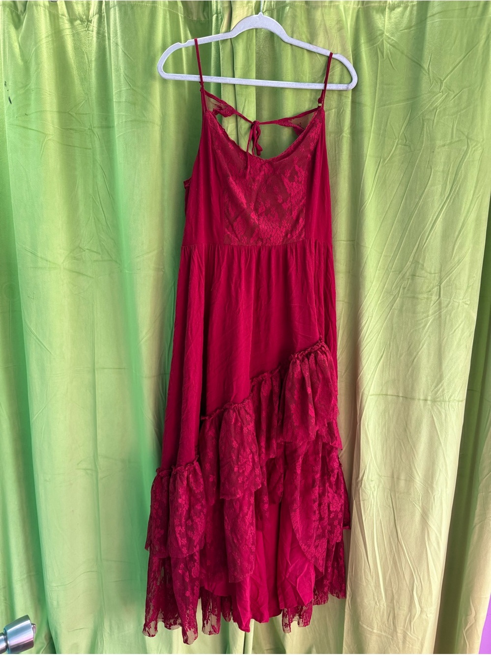 Joyfolie Red High Low Maxi Lace Dress Backless XL